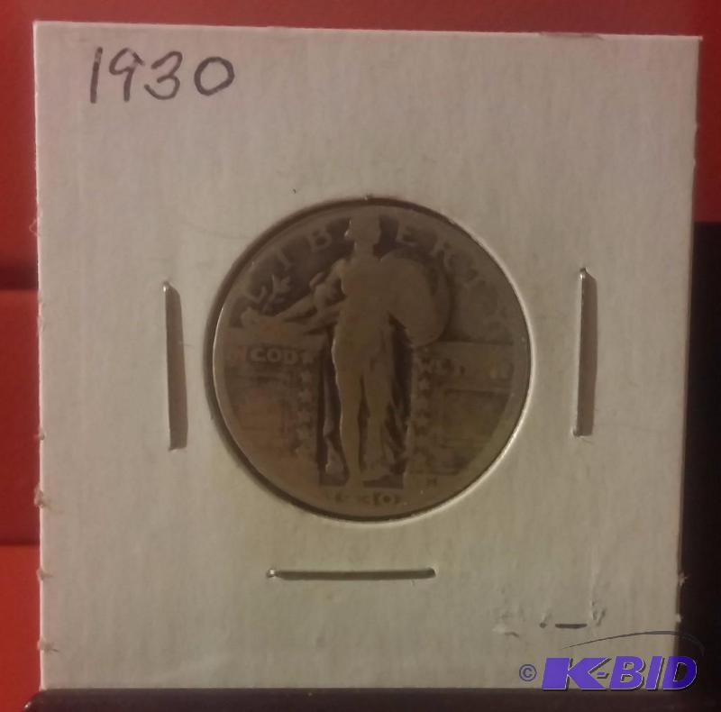 1930 LIBERTY STANDING QUARTER 90% SILVER...