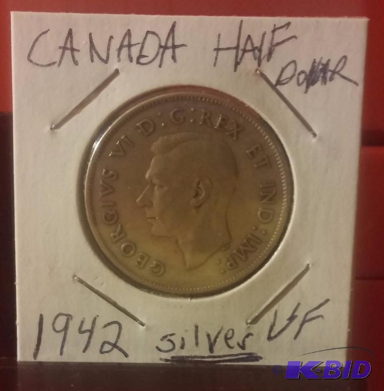 1942 CANADA SILVER HALF DOALLR 80% SILVER...