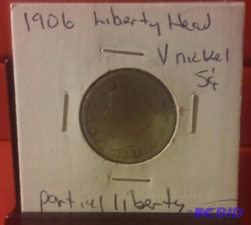 1906 LIBERTY V NICKEL PARTIAL LIBERY ON HEAD ...
