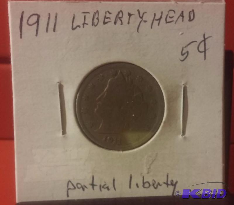 1911 LIBERTY V NICKEL PARTIAL LIBERY ON HEAD ...