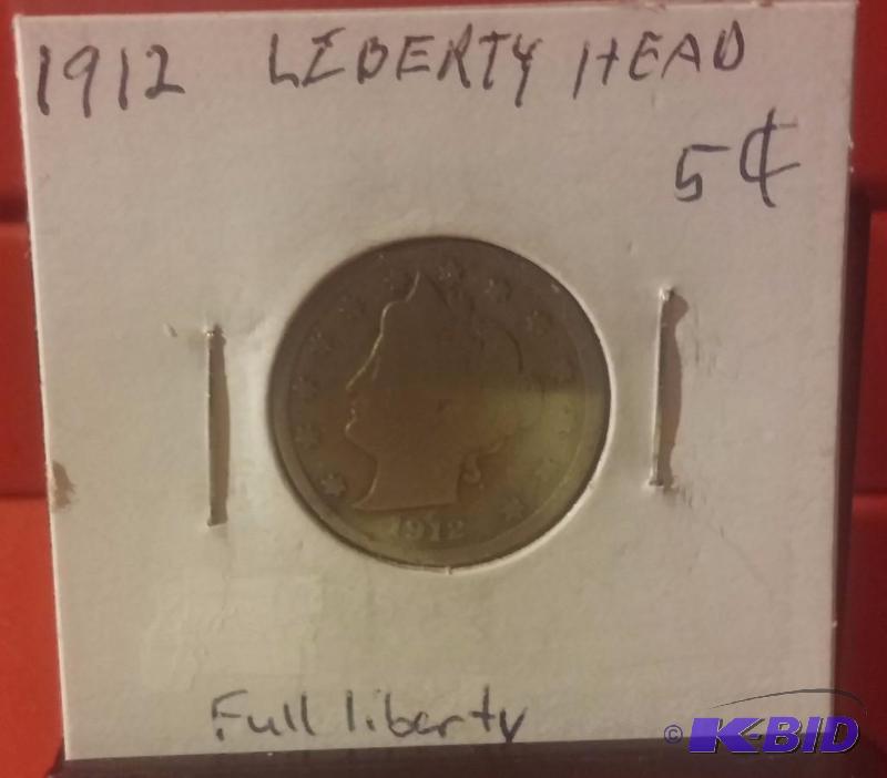 1912 LIBERTY V NICKEL FULL LIBERY ON HEAD BAN...
