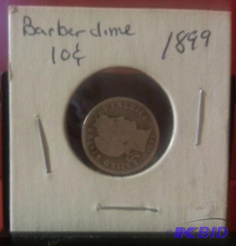 1899 BARBER DIME, 90% SILVER...