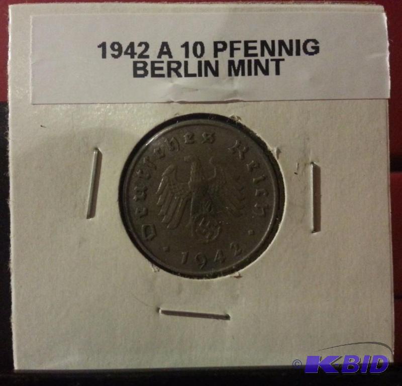 1942 GERMAN 10 PFENNIG...