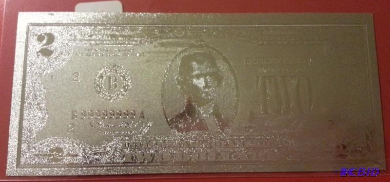 2 DOLLAR SILVER BILL, PURE .999 SILVER PRESSE...