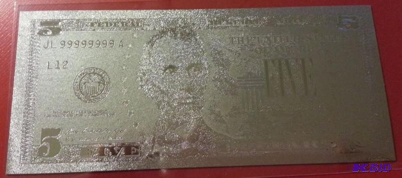 5 DOLLAR SILVER BILL, PURE .999 SILVER PRESSE...