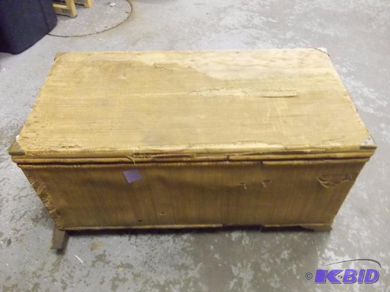 lot 20 image: Burlap Covered Wood Chest With Brass Tips 32 ...