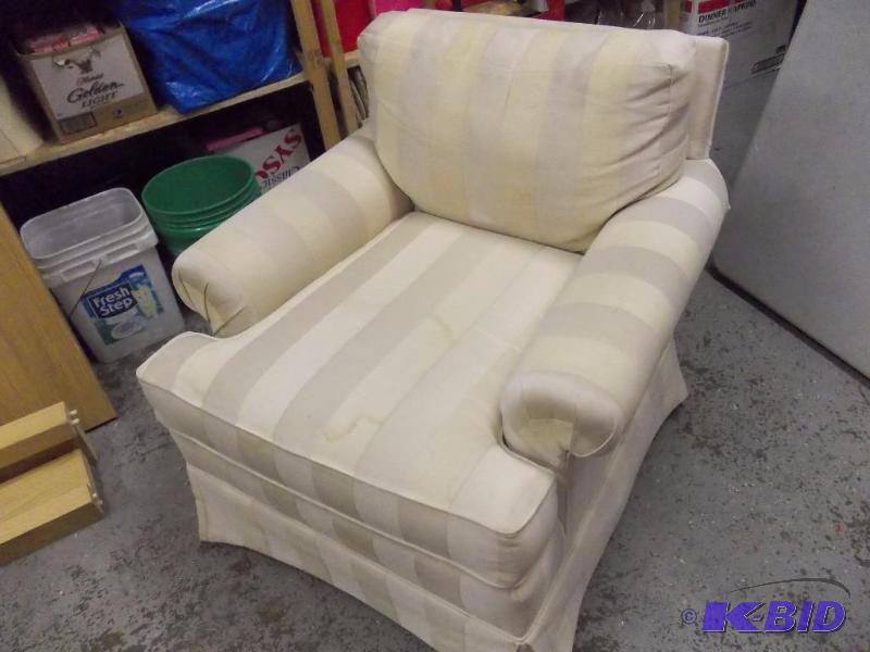 lot 29 image: Ivory Stripe (SatinMatte) Upholstered Chair ...