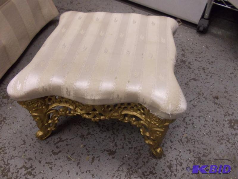 lot 30 image: Fancy Foot Stool 14 x 14 x 8T Metal Frame...