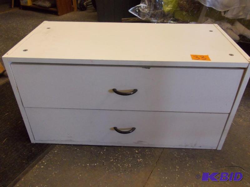 lot 33 image: 2 Door White Storage Cabinet 30 x 15 x 15...