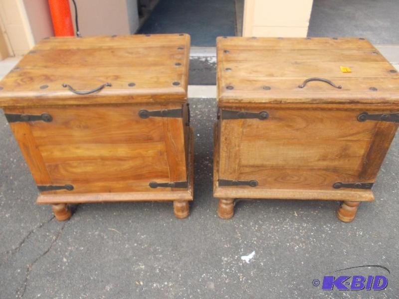 lot 7 image: Pair Of Storage&nbspEnd Tables With Rustic H...