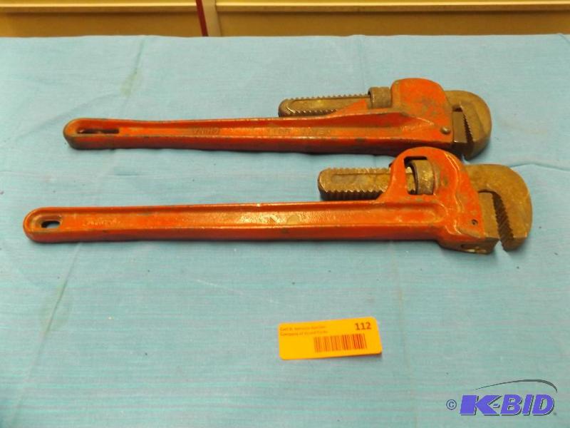 two 18 pipe wrenches...