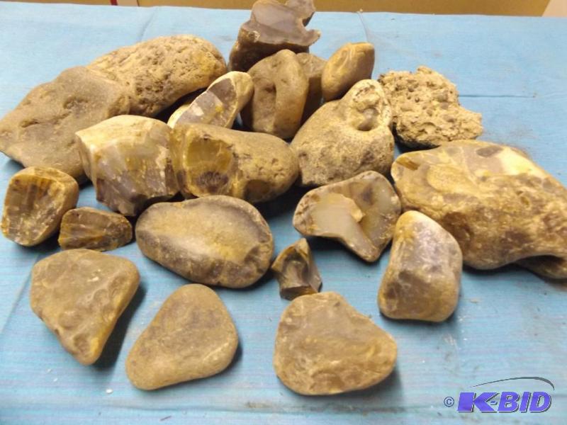 box of rocks, agate...