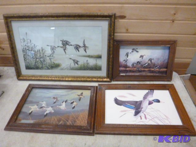 lot 190 image: 4 Framed Duck and Goose Pictures...