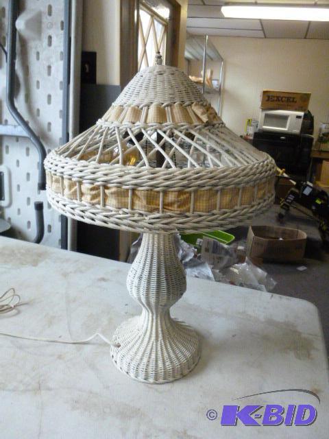 lot 21 image: Wicker&nbspLamp 23" High...