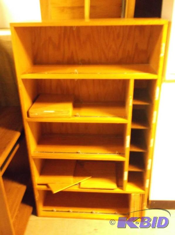 lot 113 image: Solid wood bookcase organizer measuring 31 3...