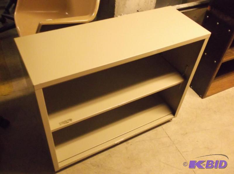 lot 119 image: Metal bookcase measuring 34 38" L x 12 ...