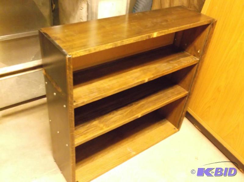 lot 120 image: Solid oak bookcase measuring 35" L x 10...