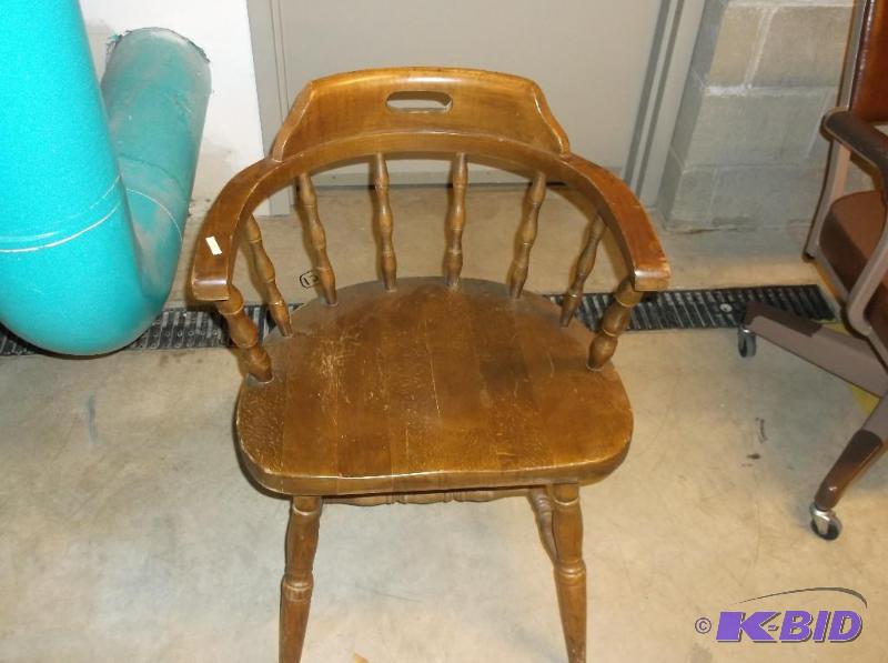lot 13 image: Wooden chair has some scuffs still in good us...