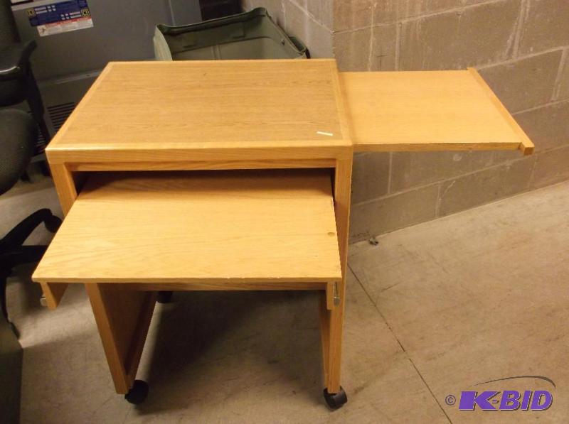 lot 158 image: Solid oak computer desk measuring 22 78&quo...