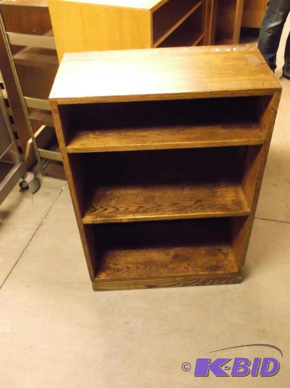 lot 16 image: Solid oak bookshelf has some marks and scuffs...