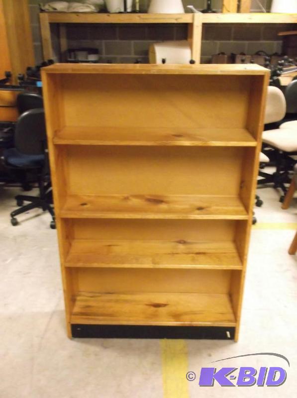 lot 165 image: Solid wood bookshelf measuring 33" L x 9...