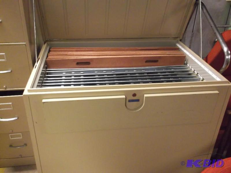 lot 176 image: Large drawingblue print file cabinet on cast...