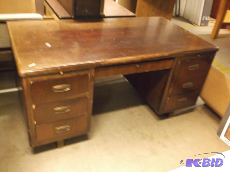 lot 179 image: Vintage wood desk measuring 58 34 L x 31&quo...