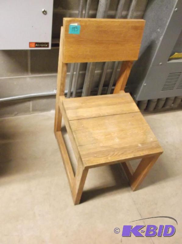 lot 183 image: Solid oak chair in usable condition....