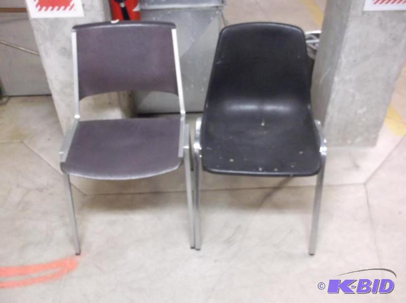 lot 184 image: Lot of 2 poly metal chairs in usable conditio...