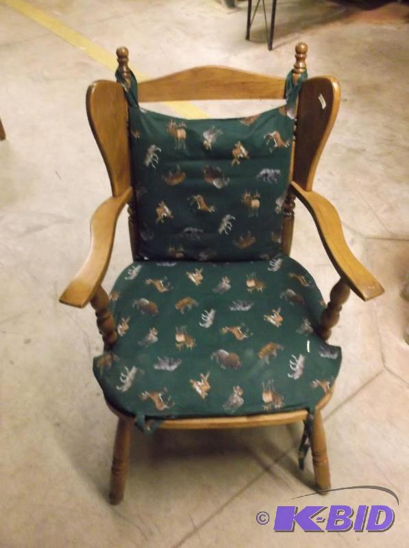 lot 41 image: Cute solid wood chair with cushion in good us...
