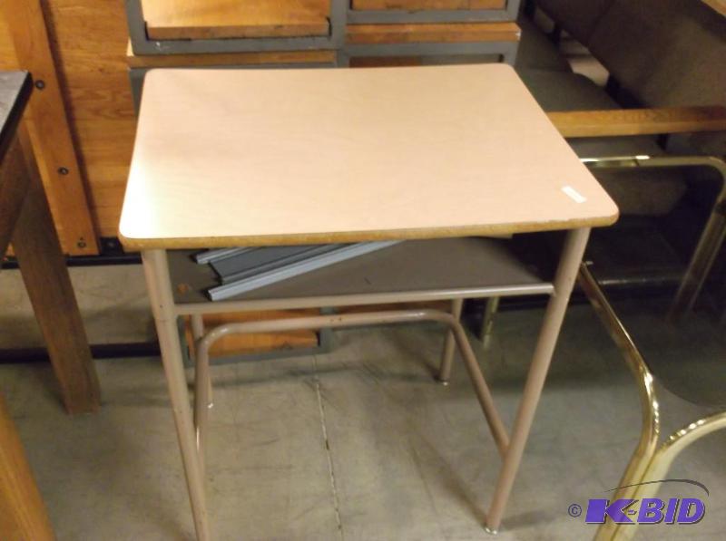 lot 48 image: Metal wood top school desk in good usable con...