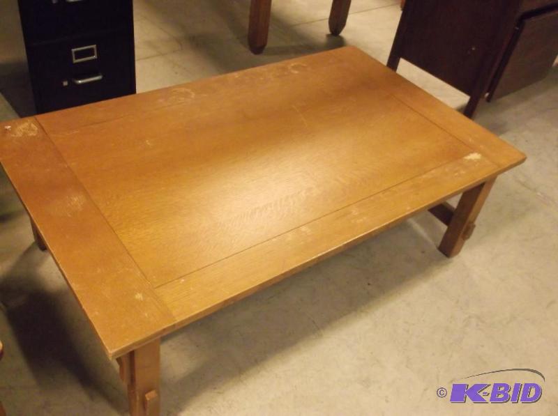 lot 53 image: Mission oak style coffee table measuring 50&q...