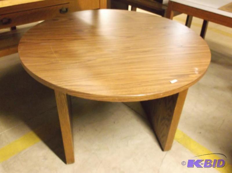 lot 57 image: Round library table measuring 42" D x 29...