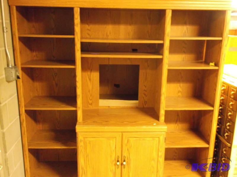 lot 6 image: Oak entertainment center measuring 70 12&quo...