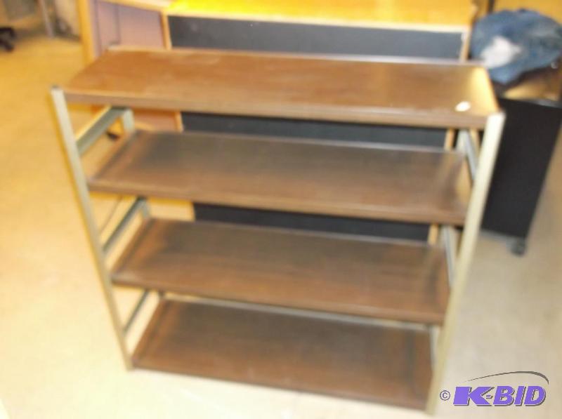 lot 7 image: Metal shelf measuring 35 34" L x 11 14...