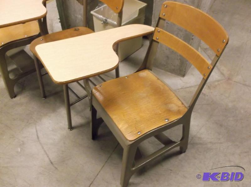 lot 72 image: Lot of 4 student desks. Due to limited space ...