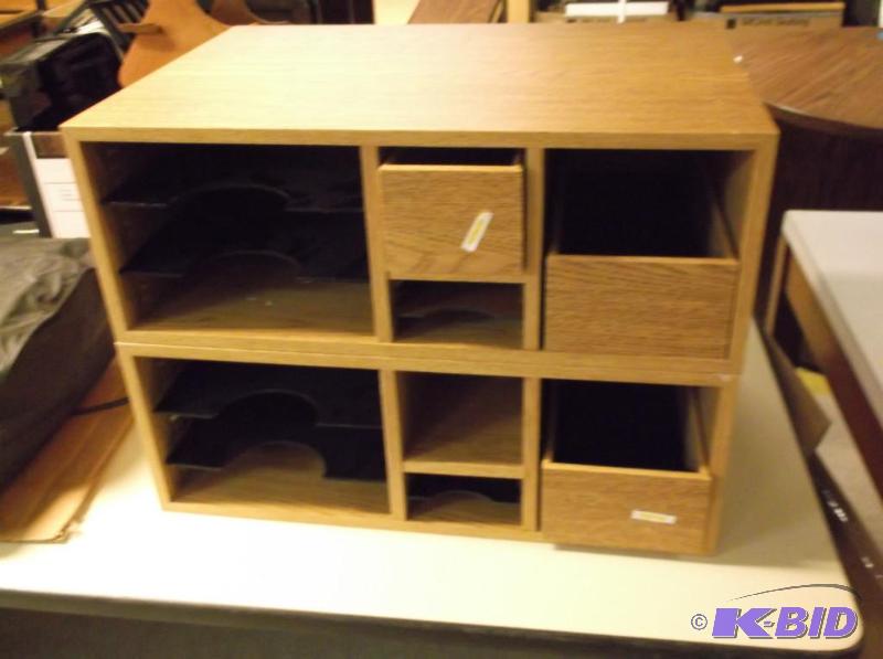 lot 81 image: Oak like desk organizer in usable condition....