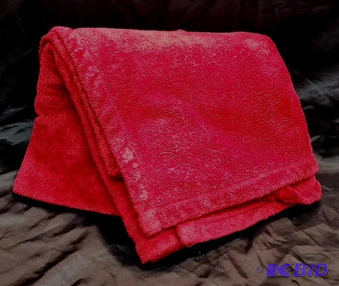 lot 42 image: Super Soft Deep Red Fleece Blanket. Washed,  Clean.  47 x 71