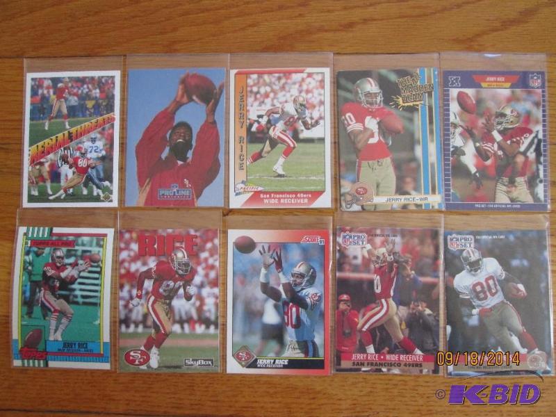 10 Jerry Rice football cards...