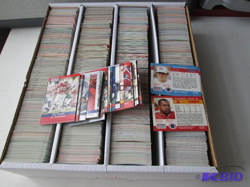 Box of 1990 Proset football cards...