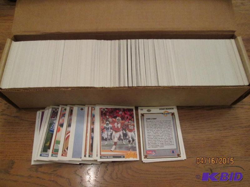 Box of 1991 Upper Deck Football cards...
