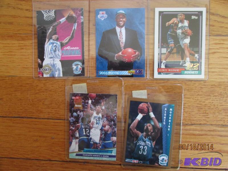 5 1992 - 1993 Alonzo Mourning rookie cards...