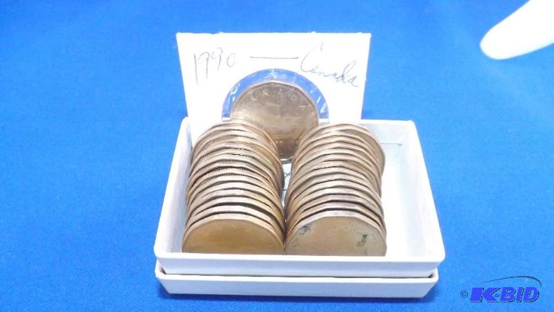 Canadian Dollar Coins, Loonies. 1987 (3), 198...