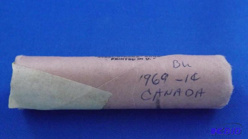 Roll of 1969 BU Canadian Pennies, roll is tap...