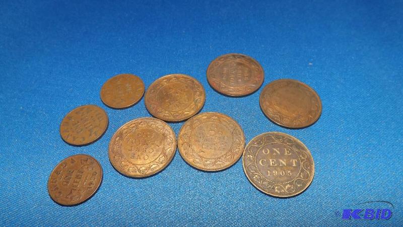 Mixed Lot of Large and Small Canadian Cents, ...