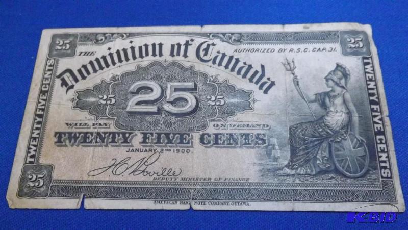 1900 Dominian of Canada 25 Cent Note...