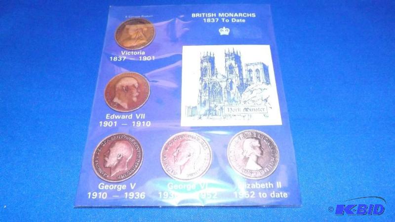 lot of British Monarch 5 coin set, Bronze col...