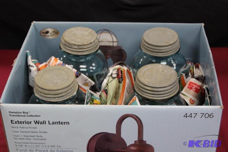 lot 42 image: Antique Blue Glass Canning Jars   Ball P...