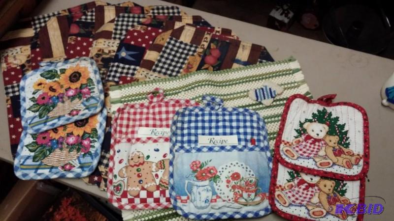 Kitchen Towels, Pot Holders, Place Mats as sh...