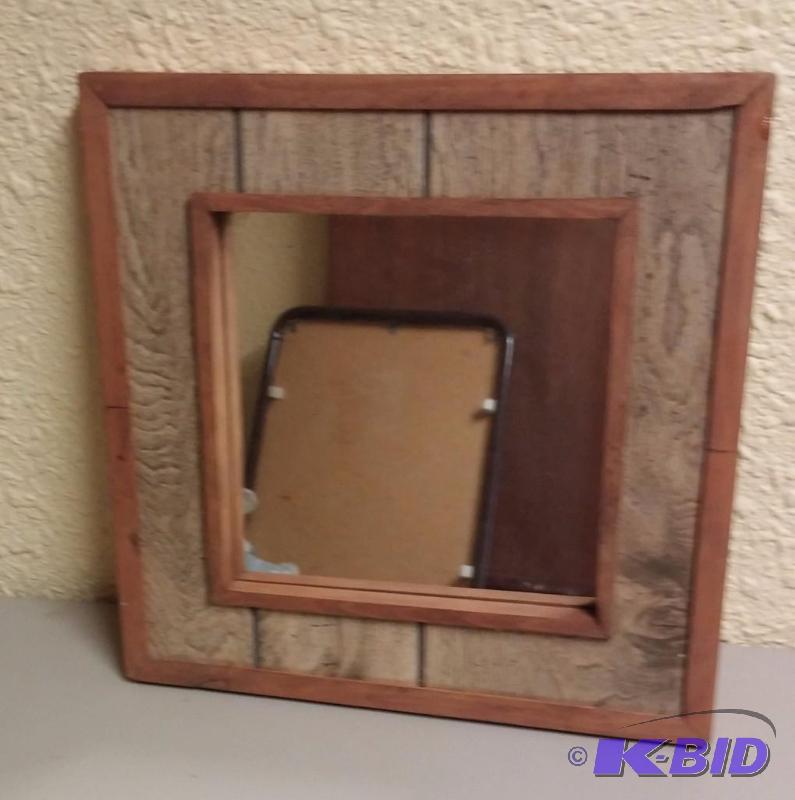 16&quot X 16&quot Barn wood framed mirror...